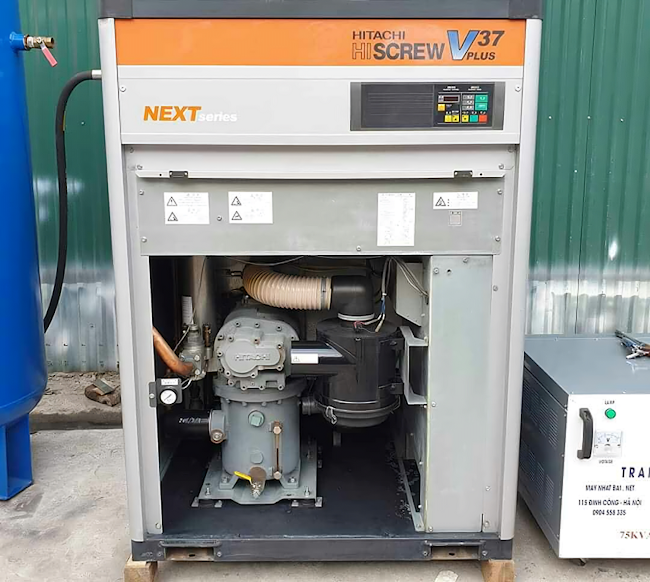 Máy nén khí Hitachi 37kw Vạn Lợi thiết kế gọn gàng thuận tiện cho việc lắp ráp, di chuyển.