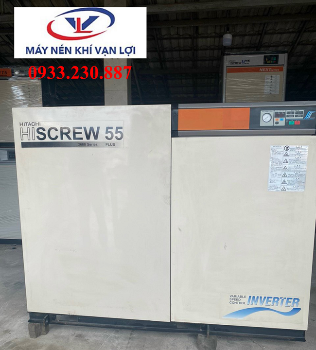 Máy nén khí trục vít cũ Hitachi Hiscrew 55kw Inverter